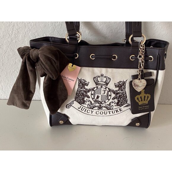 Juicy Couture Classic Scottie Dogs Tote Crystal Off White Daydreamer Viral NEW - Picture 5 of 16